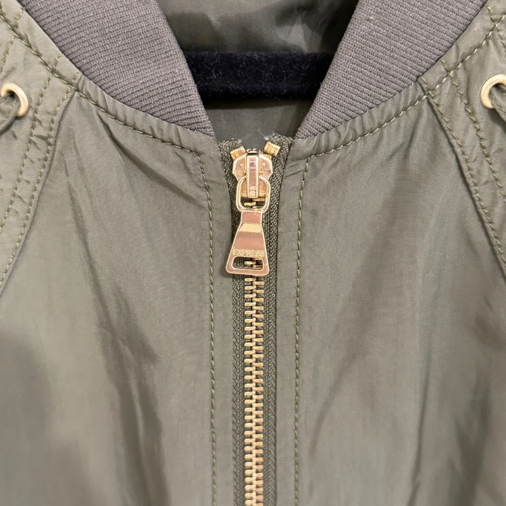 Express Olive Green Lace Up Bomber Jacket Size Small Utility Chic - Picture 6 of 8